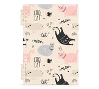 Mnsruu Cool Cat Spiral Notebook Journals 1 Pack, Hardcover Lined Journal for Women, A5 College Ruled Notebooks for Journaling Writing Work Office School 5.7x8.3 Inch