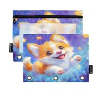 Mnsruu Corgi Dog Stars Pencil Pouch for 3-Ring Binder Clear Pencil Case
