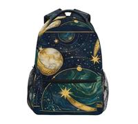 Mnsruu Cosmic Galaxy Gold Marbled Backpack Rucksack School Bag for Girls Boys Kids Student Boogbag Laptop Travel Daypack