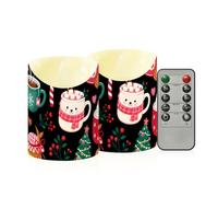 Mnsruu Couple Christmas Flameless Candles, Realistic Moving Wick Flickering LED Pillar Candles with Remote Control, Battery Powered Soft Warm Lights for Home Wedding Indoor Outdoor Decor, Set of 2