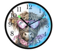 Mnsruu Cow's Head Pink Heart Wall Clock Luminous Bedroom Clocks Battery Operated Silent Glow in the Dark Clock for Living Room Kitchen 12 Inch