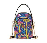 Mnsruu Crossbody Bags for Women Psychedelic Pattern Mushroom Sling Backpack Handbag Small Shoulder Chest Bag Purses with Adjustable Strap