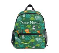Mnsruu Custom Kids Toddler Backpack Wild Animals in The Jungle Personalized Preschool Kindergarten Bookbag with Name Nursery Travel Bag for Boys Girls Daycare
