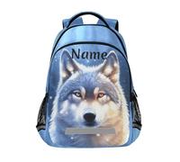 Mnsruu Custom Name Wolf Backpack for Boys Girls Kids Elementary School Bookbag Laptop Bag Travel Rucksack
