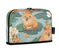 Mnsruu Cute Capybara with A Tangerine on Her Head Standing Pencil Case, Large Capacity Pen Bag for Boys Girls Multi-Layer Pen Pouch Pencil Holder Stationery Organizer for School Office Work