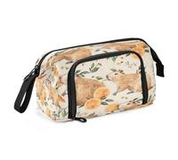 Mnsruu Cute Capybaras Eat Oranges Pencil Case Large Capacity Pencil Pouch Stationery Bag for Office School