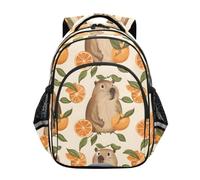 Mnsruu Cute Capybaras with Juicy Oranges Backpack For Girls Kindergarten Elementary Bookbag Lightweight Childrens School Bag,Small