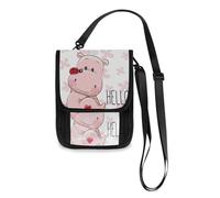 Mnsruu Cute Cartoon Hippo Travel Wallet Passport Holder Credit Card Gadget Holder Pouch Bag Unisex Crossbody Wallet Travel Neck Wallet with Adjustable Strap