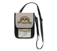 Mnsruu Cute Cartoon Sloth Face Animal Vinatge Coffee Travel Wallet Passport Holder Credit Card Gadget Holder Pouch Bag Unisex Crossbody Wallet Travel Neck Wallet with Adjustable Strap