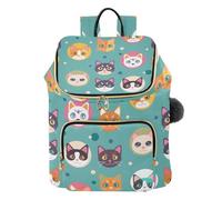 Mnsruu Cute Cat Cartoon Colorful Circle Backpack for Women Travel Anti Theft Rucksack Large Casual Daypacks Quilted Laptop Purse Ladies Fashion Handbag