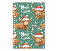 Mnsruu Cute Christmas Highland Cow Snowflakes Spiral Notebook Journals 1 Pack, Hardcover Lined Journal for Women, A5 College Ruled Notebooks for Journaling Writing Work Office School 5.7x8.3 Inch