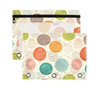 Mnsruu Cute Cupcake 3 Rings Binder Pouch Pencil Case, 2 Pack Pencil Pouches with Zipper, Clear Window Cosmetic Bag