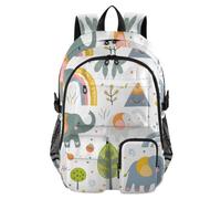 Mnsruu Cute Elephants and Rainbows School Backpack with Laptop Compartment, Big School Bag for Teenager Girls Boys, 17.5 Travel Rucksack Backpack for School Casual Daypacks College Work