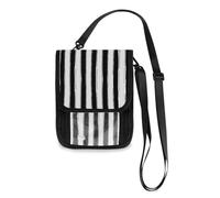 Mnsruu Cute Geometric Grunge Black and White Stripes Travel Wallet Passport Holder Credit Card Gadget Holder Pouch Bag Unisex Crossbody Wallet Travel Neck Wallet with Adjustable Strap