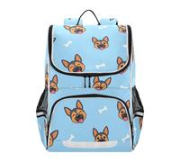 Mnsruu Cute German Shepherd Bone Kids Backpack Rucksack Bag for School Girls & Boys, Cute School Bag for Kids, Kids Bookbag for Elementary with Reflective Strip