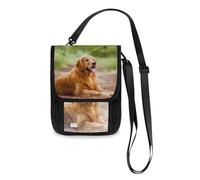 Mnsruu Cute Golden Retriever in Forest Travel Wallet Passport Holder Credit Card Gadget Holder Pouch Bag Unisex Crossbody Wallet Travel Neck Wallet with Adjustable Strap