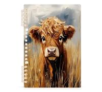 Mnsruu Cute Highland Cow Spiral Notebook Journals 1 Pack, Hardcover Lined Journal for Women, A5 College Ruled Notebooks for Journaling Writing Work Office School 5.7x8.3 Inch