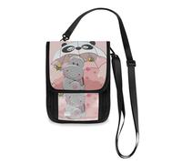 Mnsruu Cute Hippo and Two Bee with Umbrella Travel Wallet Passport Holder Credit Card Gadget Holder Pouch Bag Unisex Crossbody Wallet Travel Neck Wallet with Adjustable Strap