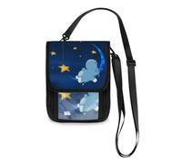 Mnsruu Cute Hippo Sleeping on Moon Travel Wallet Passport Holder Credit Card Gadget Holder Pouch Bag Unisex Crossbody Wallet Travel Neck Wallet with Adjustable Strap