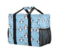 Mnsruu Cute Iceberg Penguin Fish Pattern Reusable Grocery Bags Shopping Bags Kitchen Travel Tote Bag Washable Beach Bag