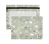 Mnsruu Cute Jungle Animal Tiger 3 Rings Binder Pouch Pencil Case, 2 Pack Pencil Pouches with Zipper, Clear Window Cosmetic Bag