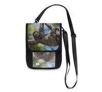 Mnsruu Cute Jungle Sloth Travel Wallet Passport Holder Credit Card Gadget Holder Pouch Bag Unisex Crossbody Wallet Travel Neck Wallet with Adjustable Strap