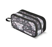 Mnsruu Cute Koala and Pink Leaves Large Capacity Pencil Case 3 Compartment Pouch Holder School Supplies Boys Girls