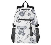 Mnsruu Cute Koala Animals with Leafs Grey School Backpacks for Teenagers, College Backpack for Boys Girls,Casual Fashion High School Backpack, 18.3" Laptop Backpack