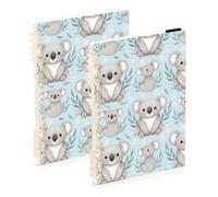 Mnsruu Cute Koala Little Flower Spiral Notebook Journals 2 Pack, Hardcover Lined Journal for Women, A5 College Ruled Notebooks for Journaling Writing Work Office School 5.7x8.3 Inch