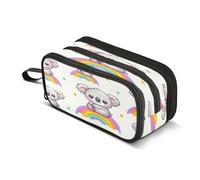 Mnsruu Cute Koala Rainbow 1 Large Capacity Pencil Case 3 Compartment Pouch Holder School Supplies Boys Girls