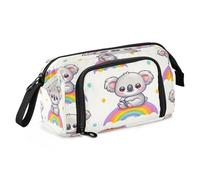 Mnsruu Cute Koala Rainbow 1 Pencil Case Large Capacity Pencil Pouch Stationery Bag for Office School