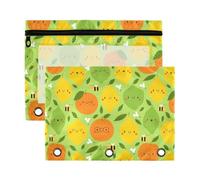 Mnsruu Cute Lemon Bee 3 Rings Binder Pouch Pencil Case, 2 Pack Pencil Pouches with Zipper, Clear Window Cosmetic Bag