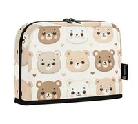 Mnsruu Cute Little Bear Face Standing Pencil Case, Large Capacity Pen Bag for Boys Girls Multi-Layer Pen Pouch Pencil Holder Stationery Organizer for School Office Work