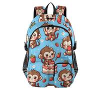 Mnsruu Cute Monkey in Various Poses School Backpack with Laptop Compartment, Big School Bag for Teenager Girls Boys, 17.5 Travel Rucksack Backpack for School Casual Daypacks College Work