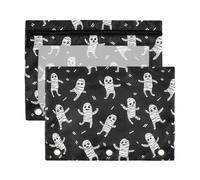 Mnsruu Cute Mummy 3 Rings Binder Pouch Pencil Case, 2 Pack Pencil Pouches with Zipper, Clear Window Cosmetic Bag