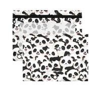 Mnsruu Cute Panda Pattern 3 Rings Binder Pouch Pencil Case, 2 Pack Pencil Pouches with Zipper, Clear Window Cosmetic Bag