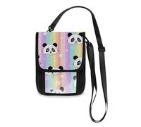 Mnsruu Cute Panda Seamless Pattern with Rainbow Stripes Background Travel Wallet Passport Holder Credit Card Gadget Holder Pouch Bag Unisex Crossbody Wallet Travel Neck Wallet with Adjustable Strap