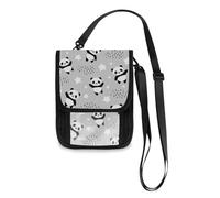 Mnsruu Cute Panda Star Grey Travel Wallet Passport Holder Credit Card Gadget Holder Pouch Bag Unisex Crossbody Wallet Travel Neck Wallet with Adjustable Strap