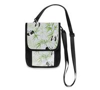 Mnsruu Cute Panda with Bamboo Travel Wallet Passport Holder Credit Card Gadget Holder Pouch Bag Unisex Crossbody Wallet Travel Neck Wallet with Adjustable Strap