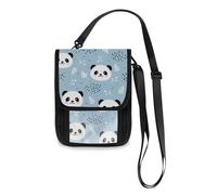 Mnsruu Cute Panda with Leaves and Dots Travel Wallet Passport Holder Credit Card Gadget Holder Pouch Bag Unisex Crossbody Wallet Travel Neck Wallet with Adjustable Strap