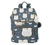 Mnsruu Cute Penguin Blue Backpack for Women Travel Anti Theft Rucksack Large Casual Daypacks Quilted Laptop Purse Ladies Fashion Handbag