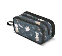 Mnsruu Cute Polar Bear in Space Pencil Case Boys Girls Pen Bag Large Capacity School Office Stationery Organizer Pencil Pouch Holder Zipper Kids Teens Adults