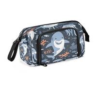 Mnsruu Cute Sharks Smile Pencil Case Large Capacity Pencil Pouch Stationery Bag for Office School