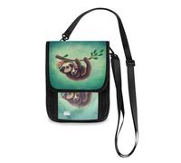 Mnsruu Cute Sloth Mom and Baby Vintage Travel Wallet Passport Holder Credit Card Gadget Holder Pouch Bag Unisex Crossbody Wallet Travel Neck Wallet with Adjustable Strap