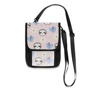 Mnsruu Cute Sloth with White Flower Travel Wallet Passport Holder Credit Card Gadget Holder Pouch Bag Unisex Crossbody Wallet Travel Neck Wallet with Adjustable Strap
