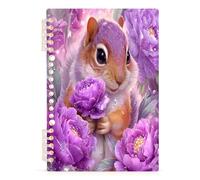 Mnsruu Cute Squirrel Flower Spiral Notebook Journals 1 Pack, Hardcover Lined Journal for Women, A5 College Ruled Notebooks for Journaling Writing Work Office School 5.7x8.3 Inch