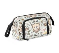 Mnsruu Cute Teddy Bear Smile Pencil Case Large Capacity Pencil Pouch Stationery Bag for Office School