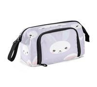 Mnsruu Cute White Bunny Pencil Case Large Capacity Pencil Pouch Stationery Bag for Office School