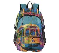 Mnsruu Cyberpunk Neon Bus Backpack Laptop Backpack for College Women Men College Bookbag Water Resistant Travel Daypack Casual Multi Pocket