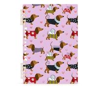 Mnsruu Dachshund Dog Pink Heart Spiral Notebook Journals 1 Pack, Hardcover Lined Journal for Women, A5 College Ruled Notebooks for Journaling Writing Work Office School 5.7x8.3 Inch